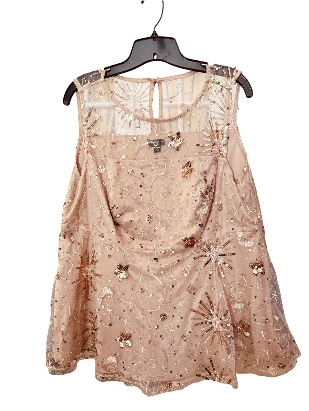 Torrid Sequined Rose Gold Top w/ Peplum 1X